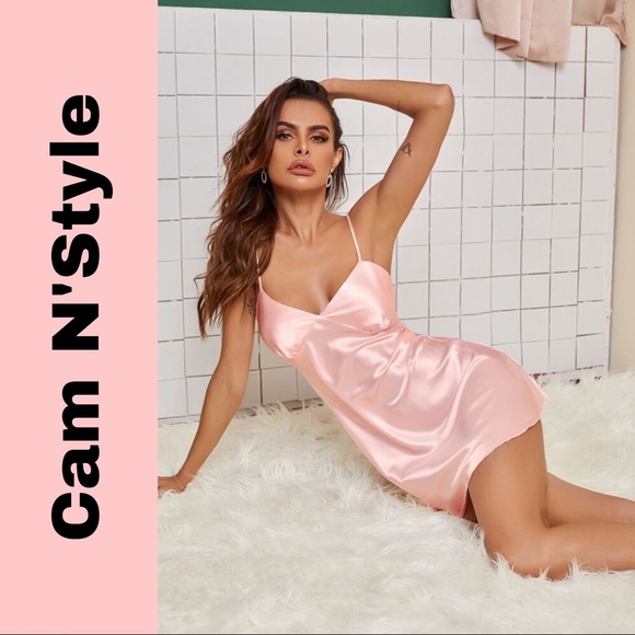 New Pink Satin Silk-Like Nightgown​ - Picture 2 of 4